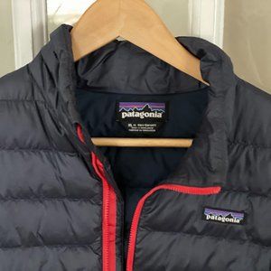 Kids Patagonia Down Sweater Jacket in Navy with Red Trim